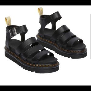 New Dr. Martens Vegan Blaire Felix Gladiator Sandals Black Size 9